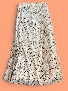 Polka Dot Midi Skirt - Black Dot on White